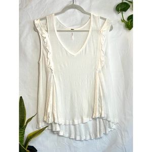 Free People Sheer Babydoll Waffle Knit Top